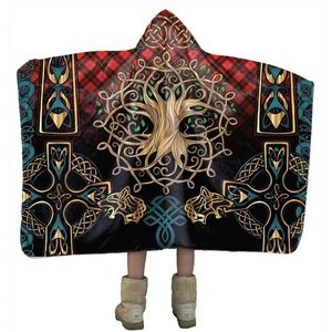 Mt.Logan Yggdrasil Hand Crafted Super Soft Sherpa Micro Fiber Hooded Blanket